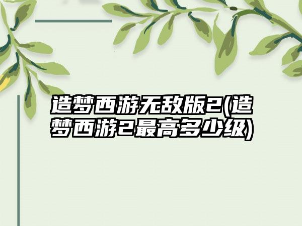 造梦西游无敌版2(造梦西游2最高多少级)