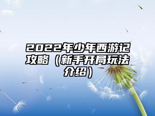 2022年少年西游记攻略（新手开局玩法介绍）