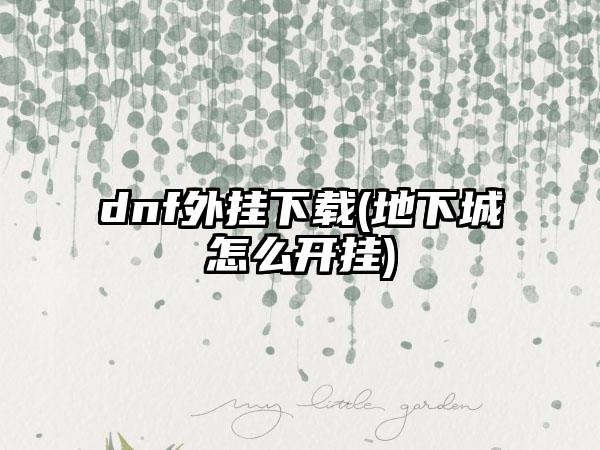 dnf外挂下载(地下城怎么开挂)