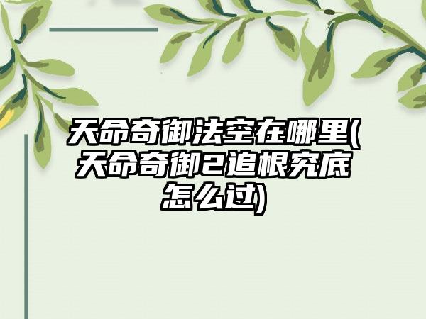天命奇御法空在哪里(天命奇御2追根究底怎么过)