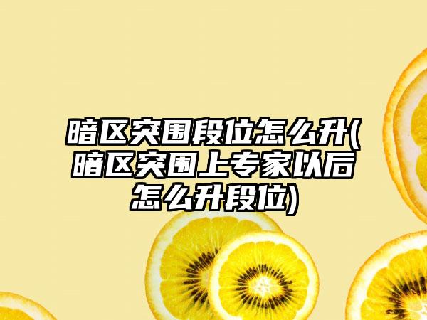 暗区突围段位怎么升(暗区突围上专家以后怎么升段位)