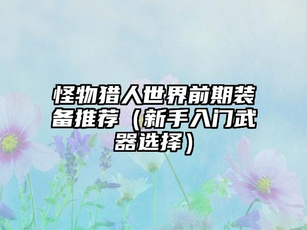 怪物猎人世界前期装备推荐（新手入门武器选择）