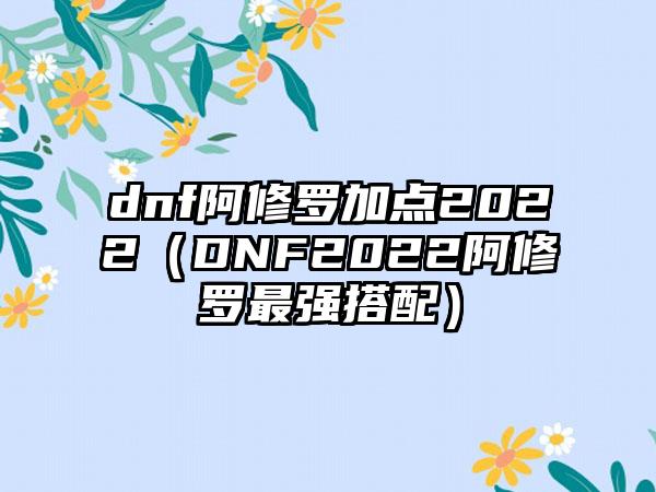 dnf阿修罗加点2022（DNF2022阿修罗最强搭配）