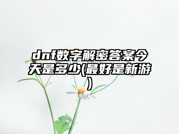 dnf数字解密答案今天是多少(最好是新游)