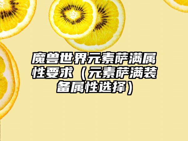 魔兽世界元素萨满属性要求（元素萨满装备属性选择）