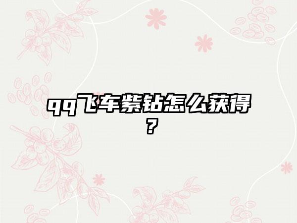 qq飞车紫钻怎么获得？