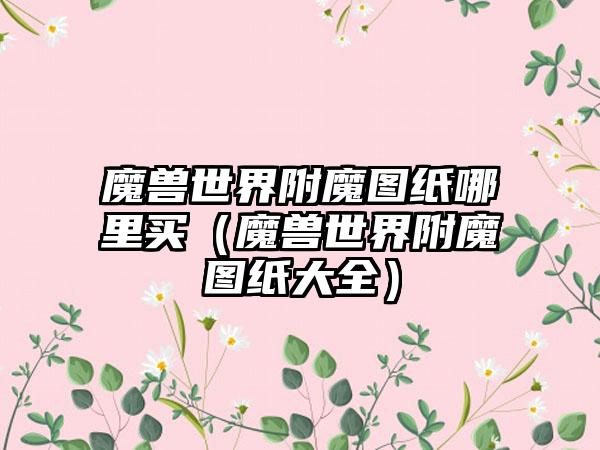 魔兽世界附魔图纸哪里买（魔兽世界附魔图纸大全）