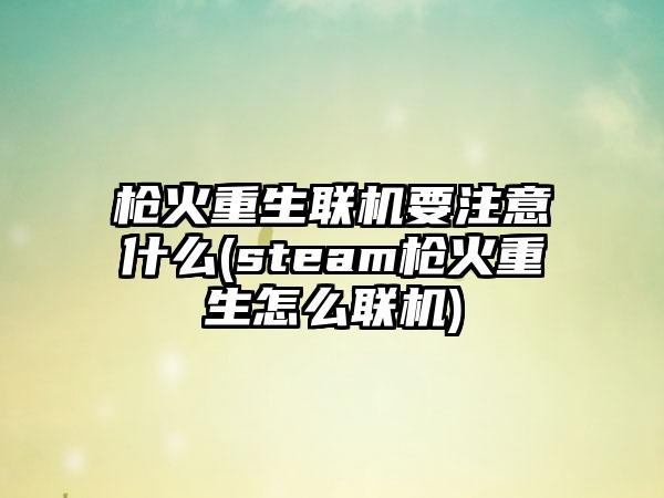 枪火重生联机要注意什么(steam枪火重生怎么联机)