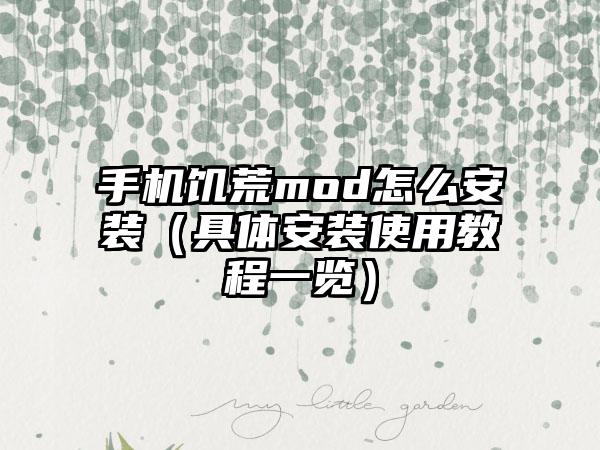 手机饥荒mod怎么安装（具体安装使用教程一览）