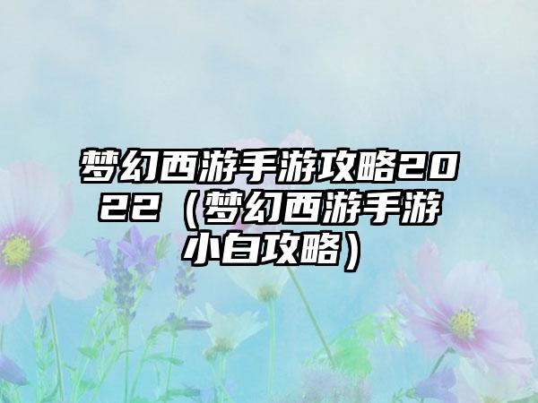 梦幻西游手游攻略2022（梦幻西游手游小白攻略）