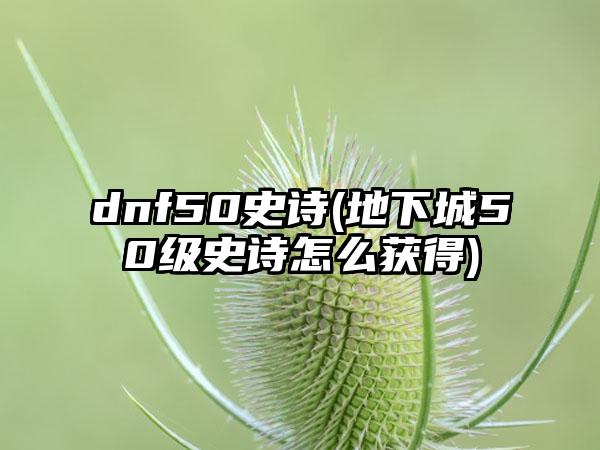 dnf50史诗(地下城50级史诗怎么获得)
