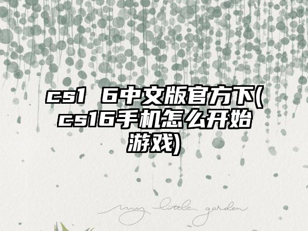 cs1 6中文版官方下(cs16手机怎么开始游戏)
