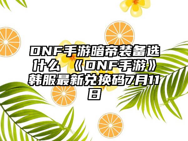 DNF手游暗帝装备选什么 《DNF手游》韩服最新兑换码7月11日