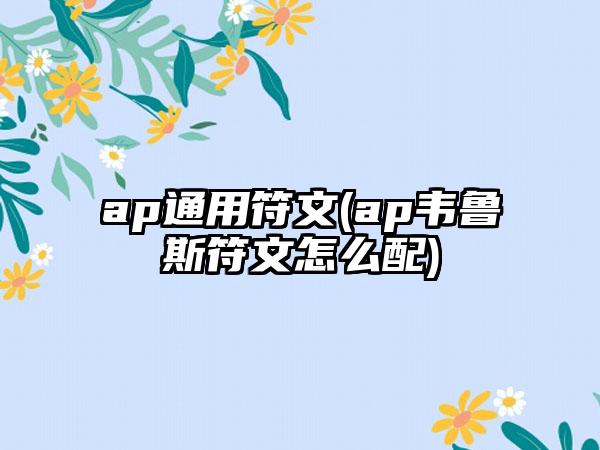 ap通用符文(ap韦鲁斯符文怎么配)
