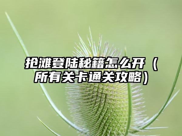 抢滩登陆秘籍怎么开（所有关卡通关攻略）