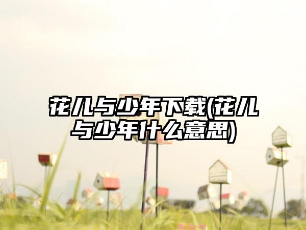 花儿与少年下载(花儿与少年什么意思)