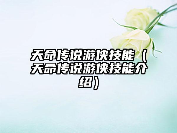 天命传说游侠技能（天命传说游侠技能介绍）