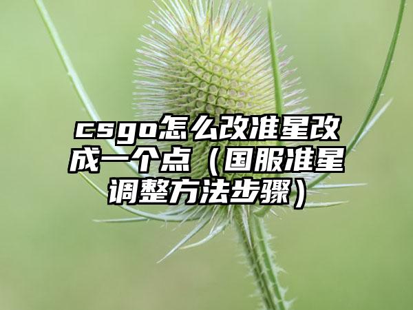 csgo怎么改准星改成一个点（国服准星调整方法步骤）