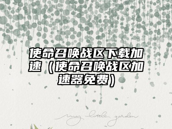 使命召唤战区下载加速（使命召唤战区加速器免费）