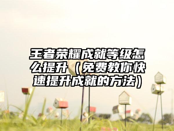 王者荣耀成就等级怎么提升（免费教你快速提升成就的方法）