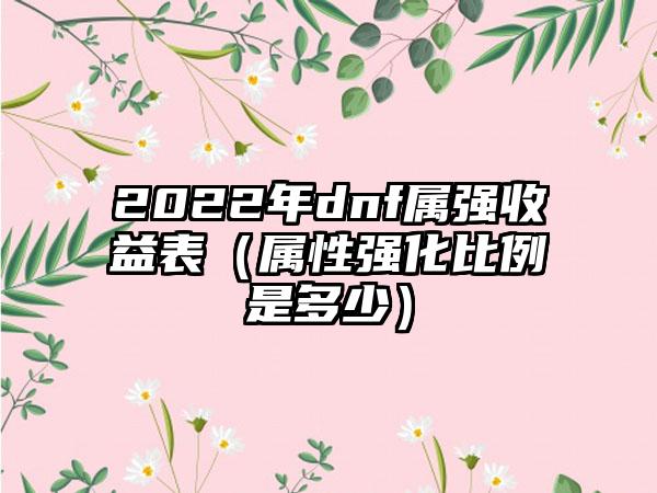 2022年dnf属强收益表（属性强化比例是多少）