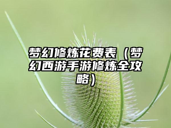 梦幻修炼花费表（梦幻西游手游修炼全攻略）