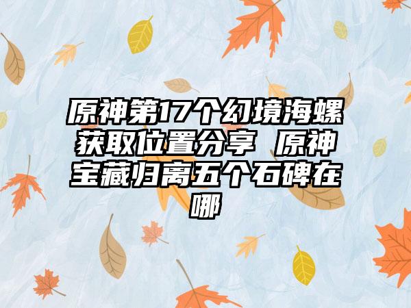 原神第17个幻境海螺获取位置分享 原神宝藏归离五个石碑在哪