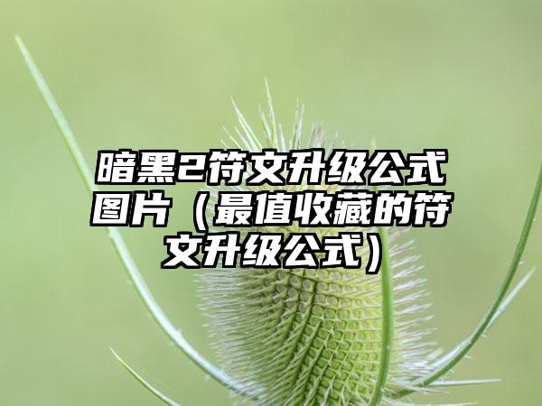 暗黑2符文升级公式图片（最值收藏的符文升级公式）
