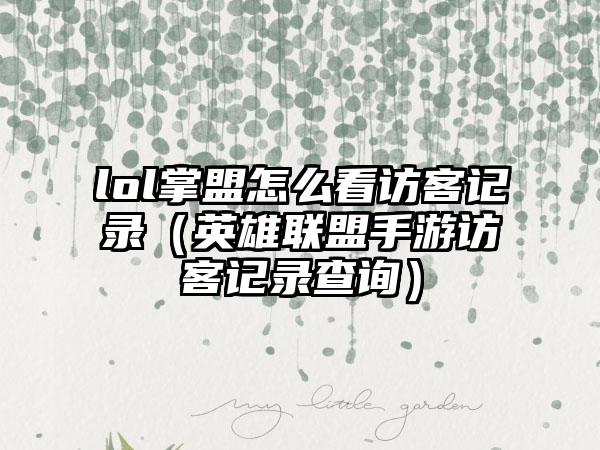 lol掌盟怎么看访客记录（英雄联盟手游访客记录查询）