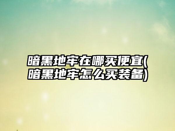 暗黑地牢在哪买便宜(暗黑地牢怎么买装备)