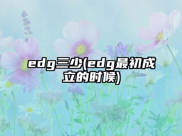 edg三少(edg最初成立的时候)