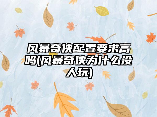 风暴奇侠配置要求高吗(风暴奇侠为什么没人玩)
