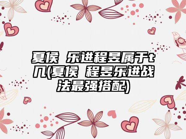 夏侯惇乐进程昱属于t几(夏侯惇程昱乐进战法最强搭配)