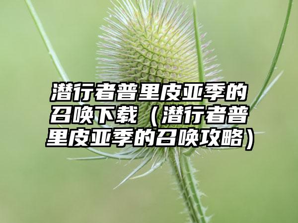 潜行者普里皮亚季的召唤（潜行者普里皮亚季的召唤攻略）