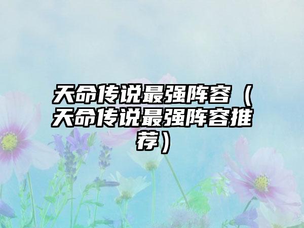 天命传说最强阵容（天命传说最强阵容推荐）