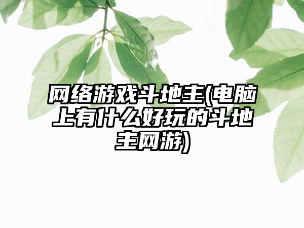 网络游戏斗地主(电脑上有什么好玩的斗地主网游)