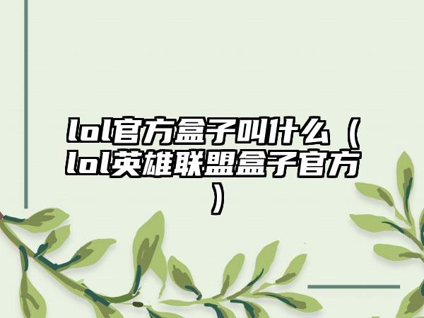 lol官方盒子叫什么（lol英雄联盟盒子官方）