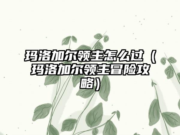 玛洛加尔领主怎么过（玛洛加尔领主冒险攻略）