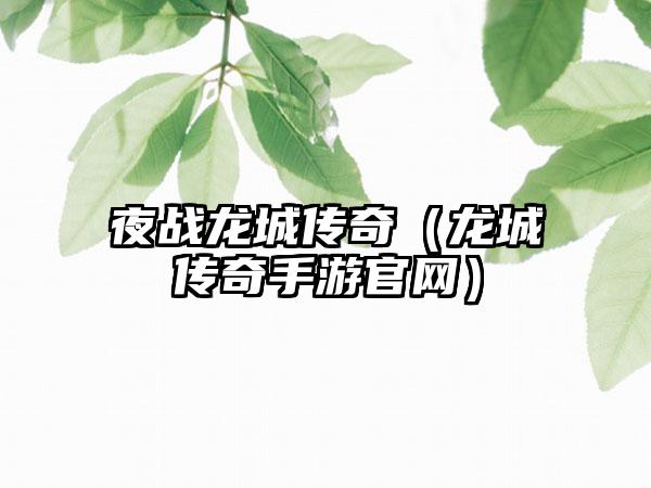 夜战龙城传奇（龙城传奇手游）
