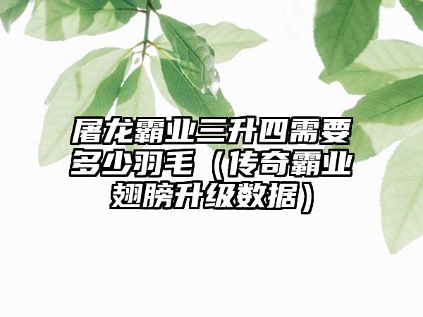 屠龙霸业三升四需要多少羽毛（传奇霸业翅膀升级数据）