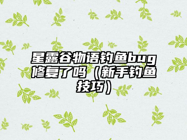 星露谷物语钓鱼bug修复了吗（新手钓鱼技巧）