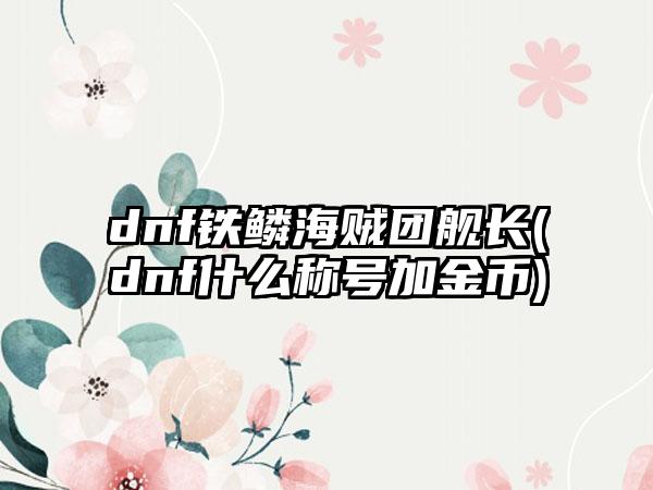 dnf铁鳞海贼团舰长(dnf什么称号加金币)