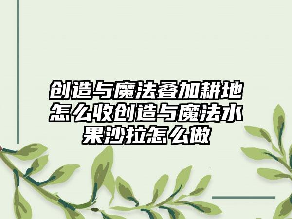 创造与魔法叠加耕地怎么收创造与魔法水果沙拉怎么做