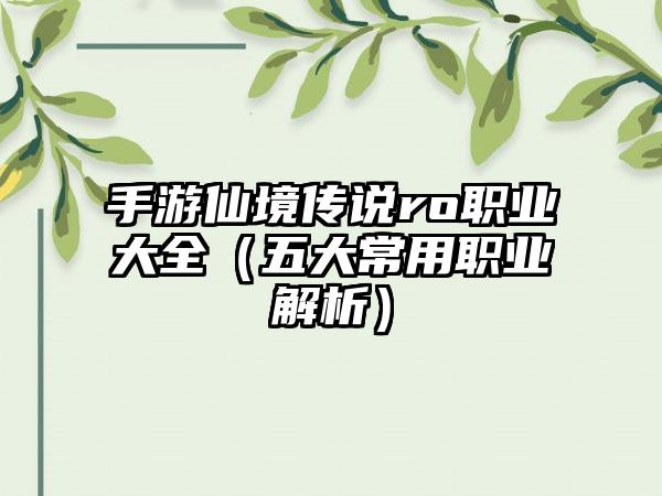 手游仙境传说ro职业大全（五大常用职业解析）