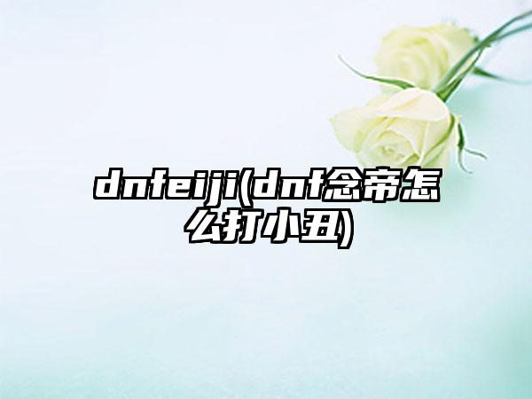 dnfeiji(dnf念帝怎么打小丑)