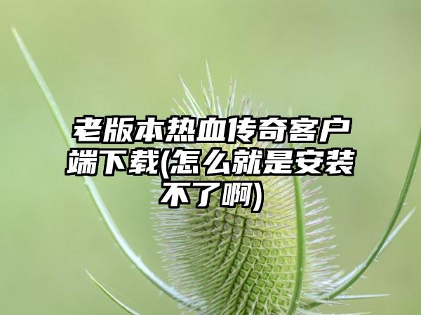 老版本热血传奇客户端下载(怎么就是安装不了啊)