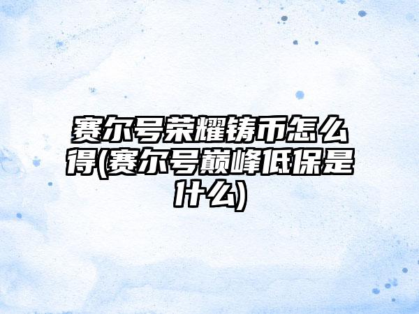 赛尔号荣耀铸币怎么得(赛尔号巅峰低保是什么)