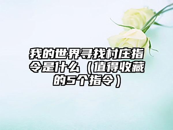 我的世界寻找村庄指令是什么（值得收藏的5个指令）
