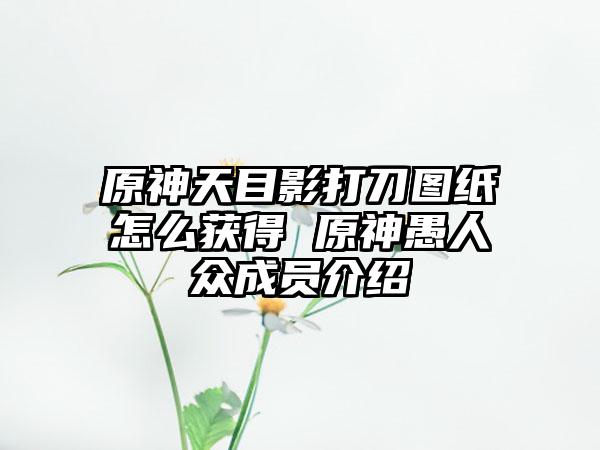 原神天目影打刀图纸怎么获得 原神愚人众成员介绍
