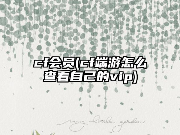 cf会员(cf端游怎么查看自己的vip)